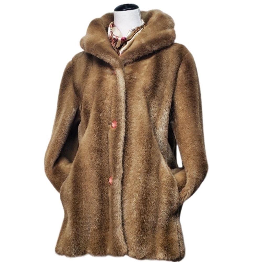 Exclusive Martinique styled by Dubrowsky and Joseph Faux Fur Coat Size 14